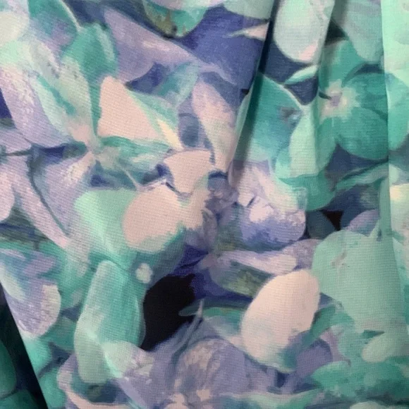 Christopher & Banks Blue Floral Watercolor Midi Belted Dress - Picture 5 of 7